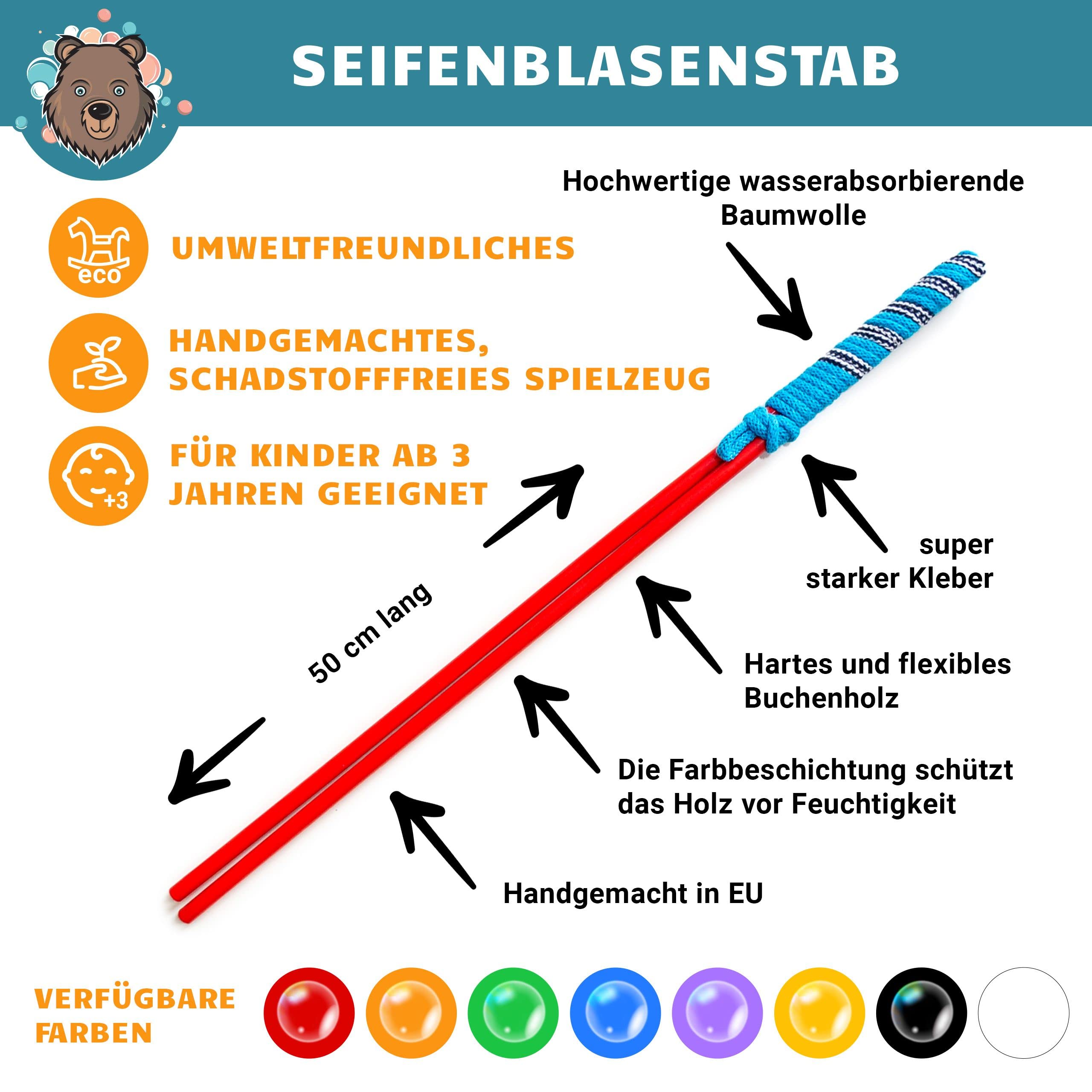 Bubble Brothers Riesenseifenblasen Set 3 Seifenblasenstäbe und 25 Liter Seifenlösung Pulver 5 x 5 Liter Flüssigkeit für Kinder Erwachsene Handmade Buchenholz Seifenblasen Set