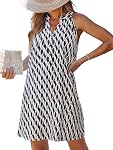 CUPSHE Womens Summer Dresses V Neck Sleeveless Striped Button Up Mini Casual Coverup Dress