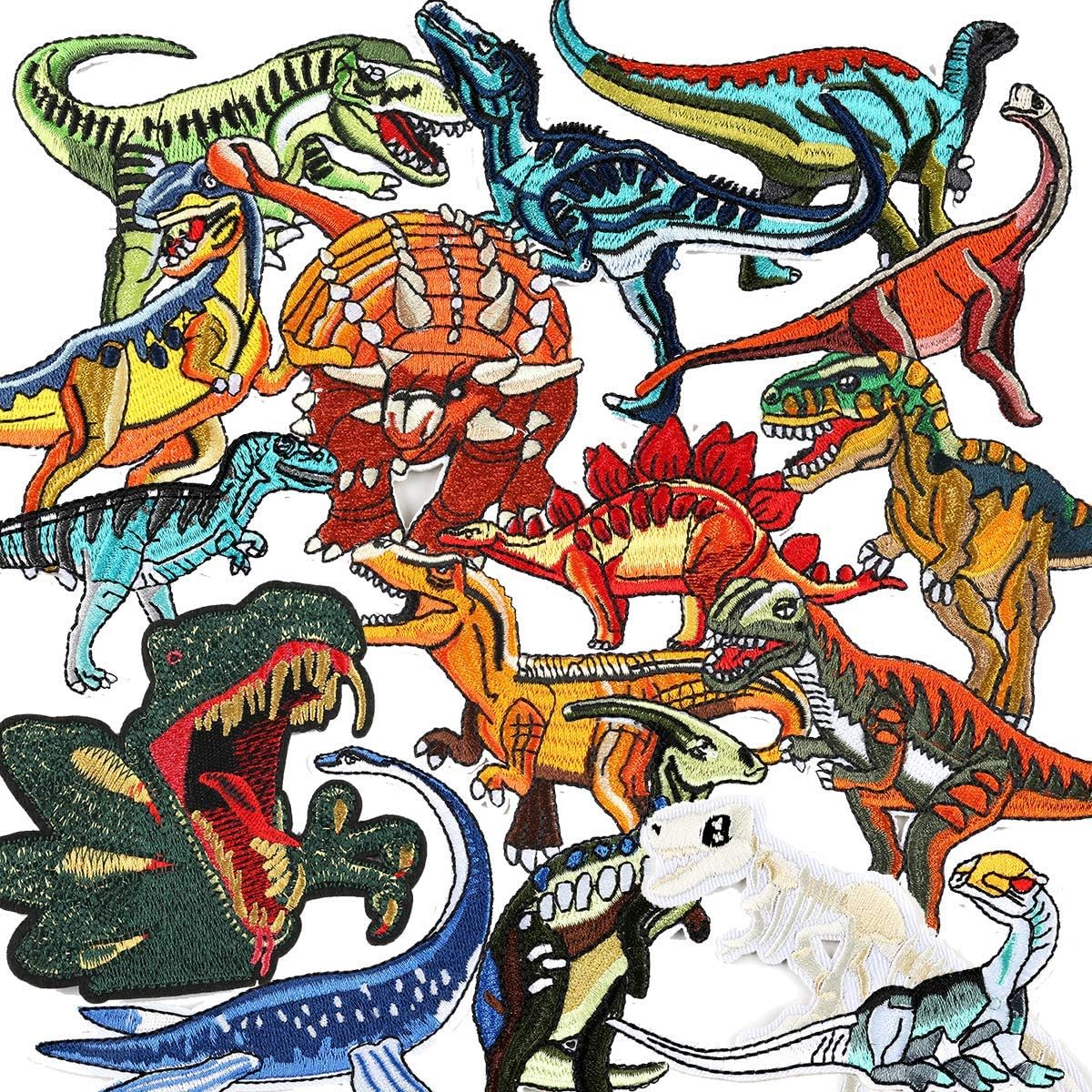 Dinosaur Iron on Patches, Linseray 15Pcs Dinosaur Embroidered Applique