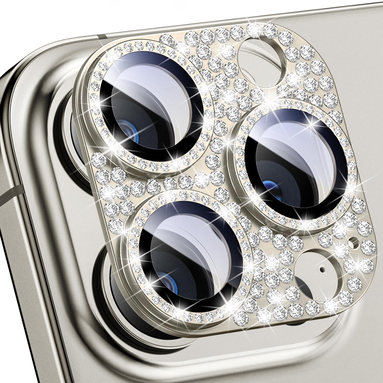 Goton Compatible for iPhone 16 Pro Max & 16 Pro Camera Lens Protector, Bling Glitter Metal Cover Glass Lens Screen Protective Accessories for iPhone 16 Promax - 16Pro