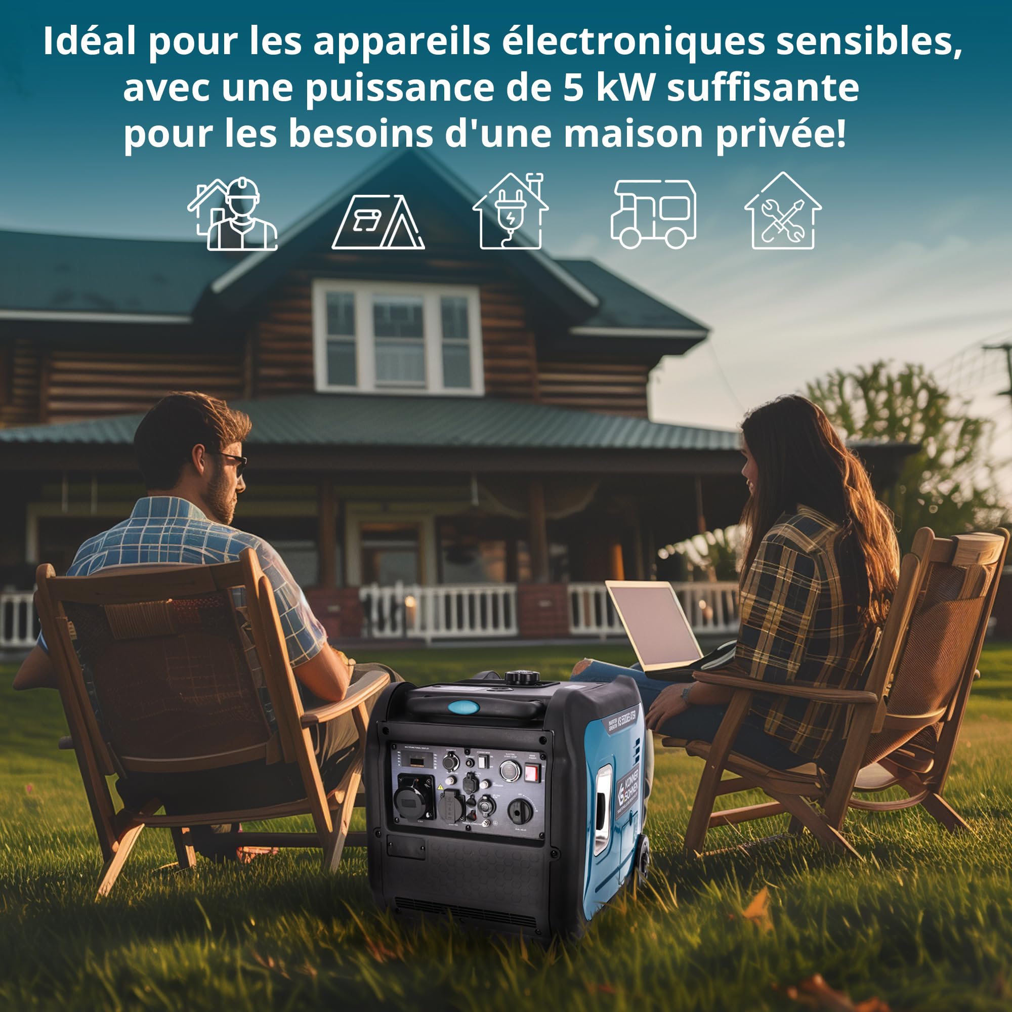 Könner & Söhnen KS 5500iE S ATSR Générateur de courant 5500 W,powerstation d'alimentation avec affichage LED, unité d'alimentation de secours Euro V.