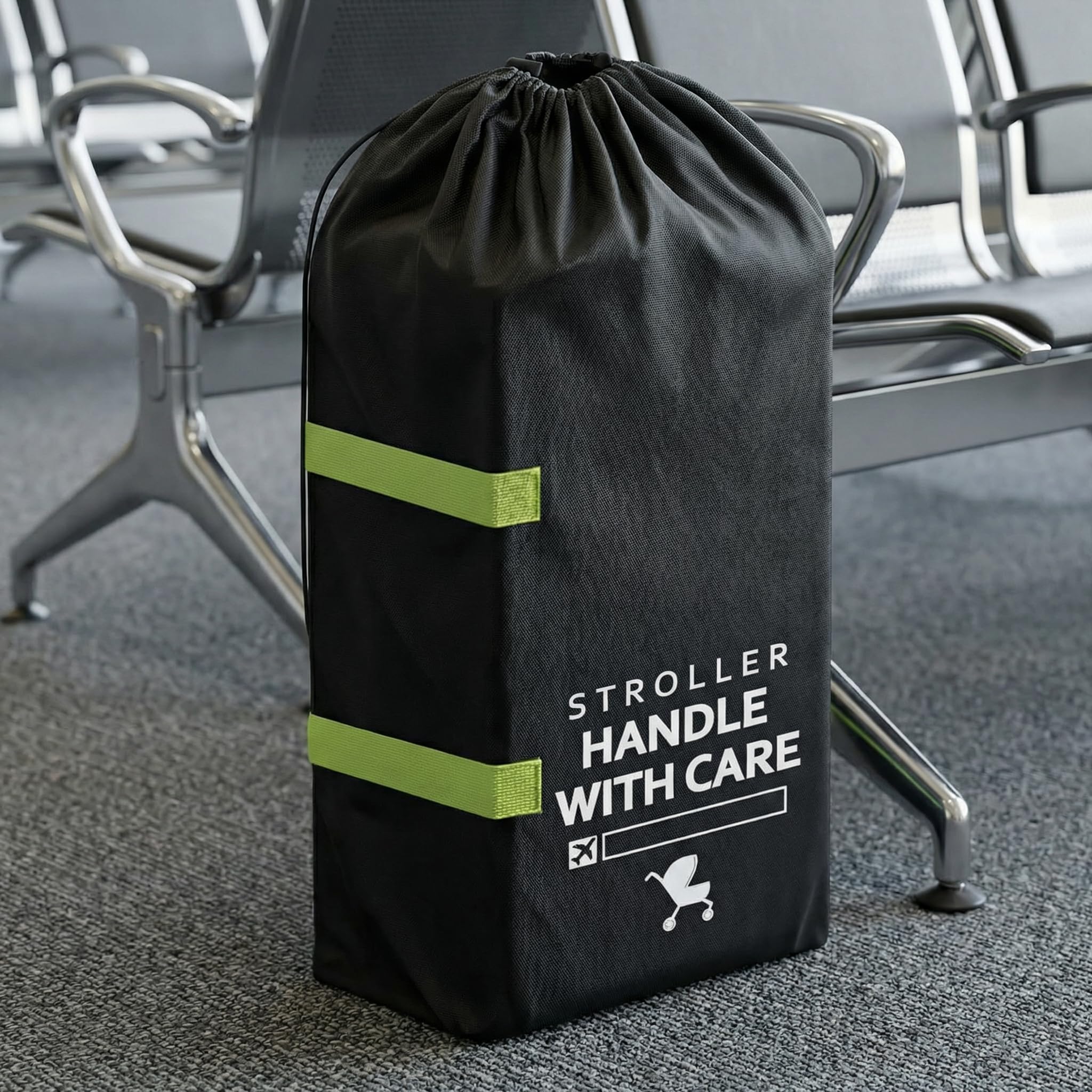Borsa da Viaggio Trasporto Passeggino,Borsa da Viaggio Carrozzina,Sacca Passeggino Aereo per Outdoor Gate Check e Conservazione, Nero 120 x 60 x 38cm