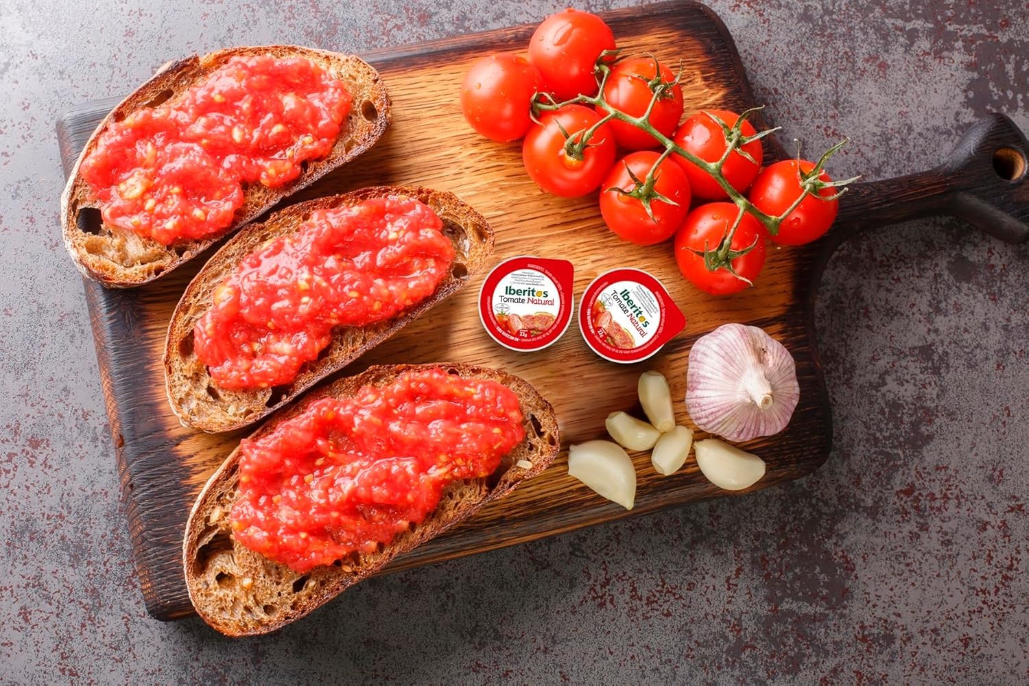 PACK 2 - Iberitos Tomate Natural Monodosis – Tomate Rallado Sin Conservantes ni Colorantes – Ideal para Desayunos y Meriendas – Pack 18 x 22 g