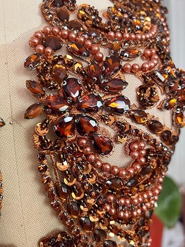 Miniatura 48 de Apliques de encaje hechos a mano con diamantes de imitación para coser en cuentas de vidrio, accesorios para ropa de vestir (blanco)