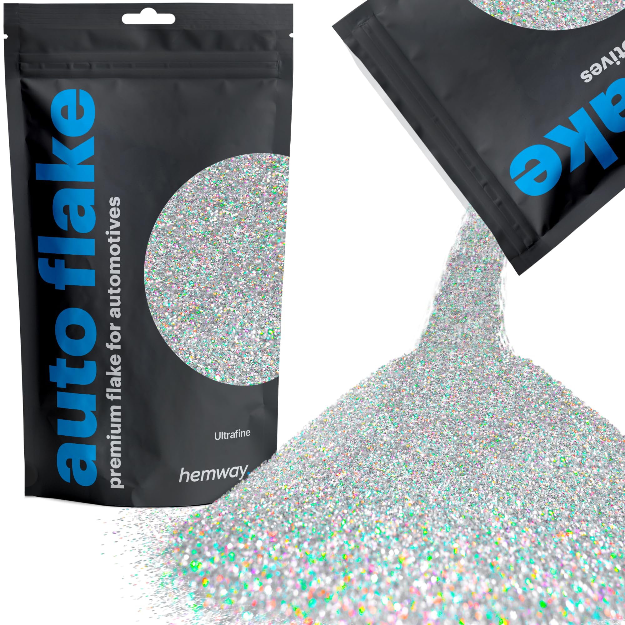Hemway Ultrafine Silver Holographic Auto Flake Glitter Additive