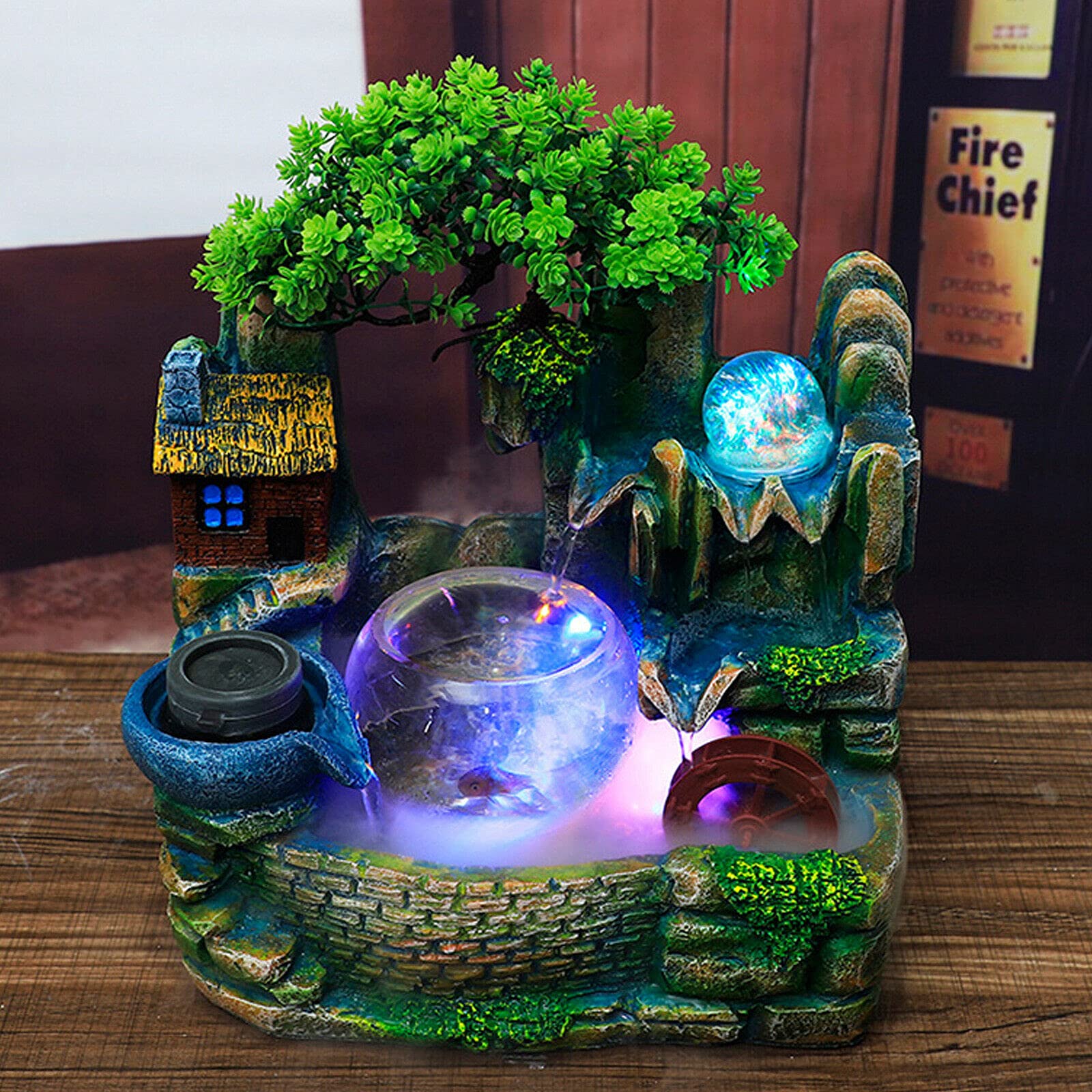 Fontaine d'intérieur de bureau - Fontaine de jardin - Fontaine de table - Vaporisateur - Humidificateur - Plante - Décoration pour la méditation zen