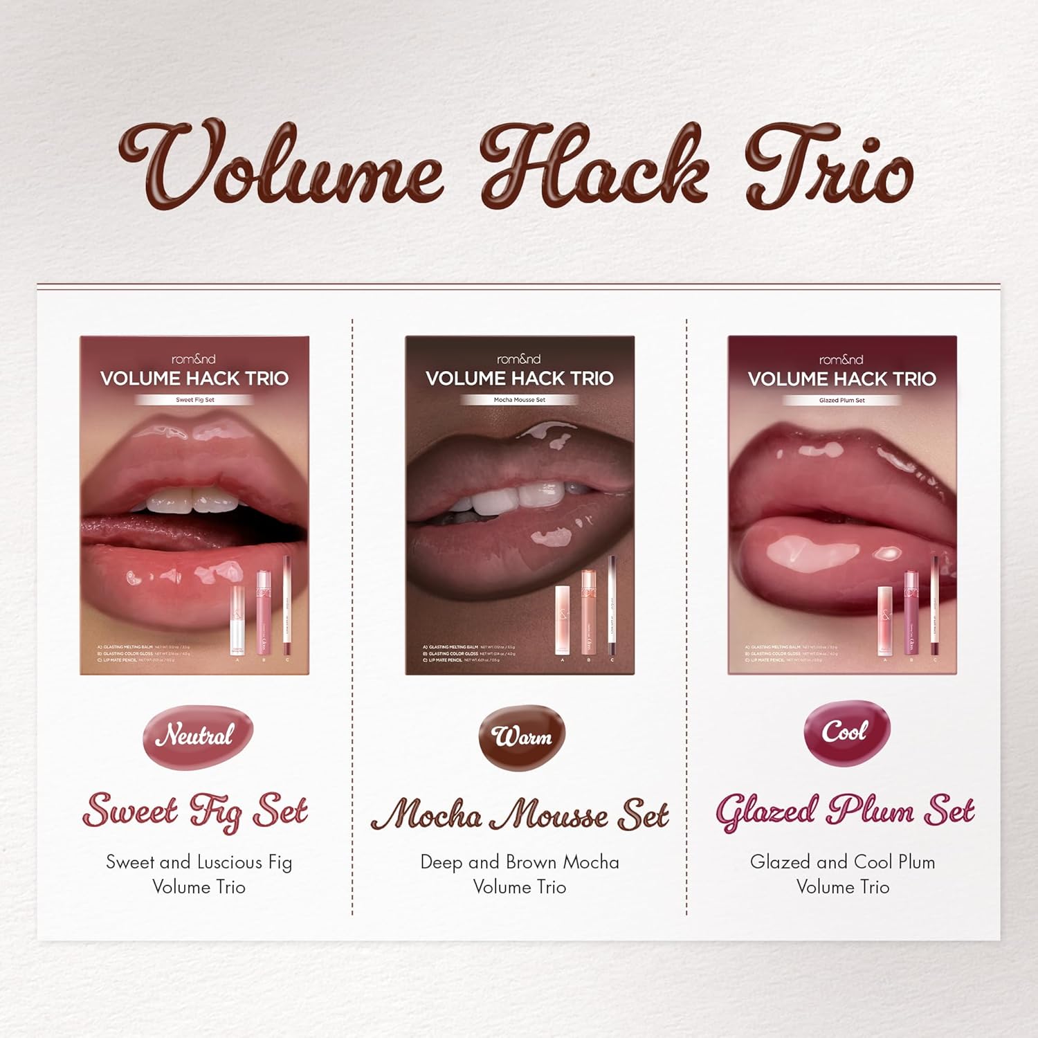 rom&nd Volume Hack Trio Mocha Mousse Lip Set | K-Beauty Plumping Gloss, Hydrating Balm & Smooth Liner | Achieve Defined, High-Shine Lips for Viral Looks. - Image 5