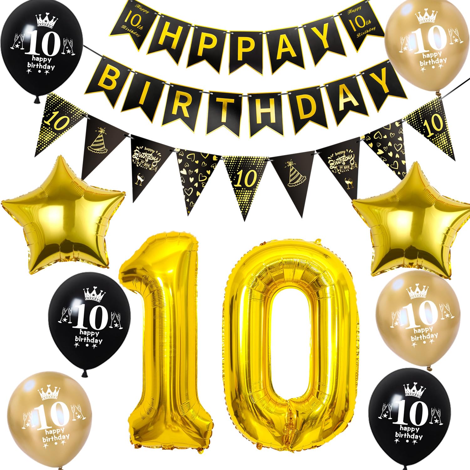 Decoration Anniversaire 10 Ans Garcon Ballon 10e Anniversaire Déco Garçon Fille Or Noir Ballon 10 Ans Déco Ballon 50 Ans