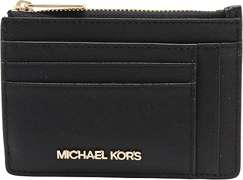 Michael Kors Jet Set Travel - Funda pequeña para tarjetas de doble cara color negro