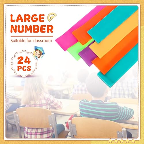 Miniatura 28 de Berlune 24 bandas para sillas de aula, bandas para sillas y escritorios, para TDAH, autismo, herramientas de rebote flexible para aula
