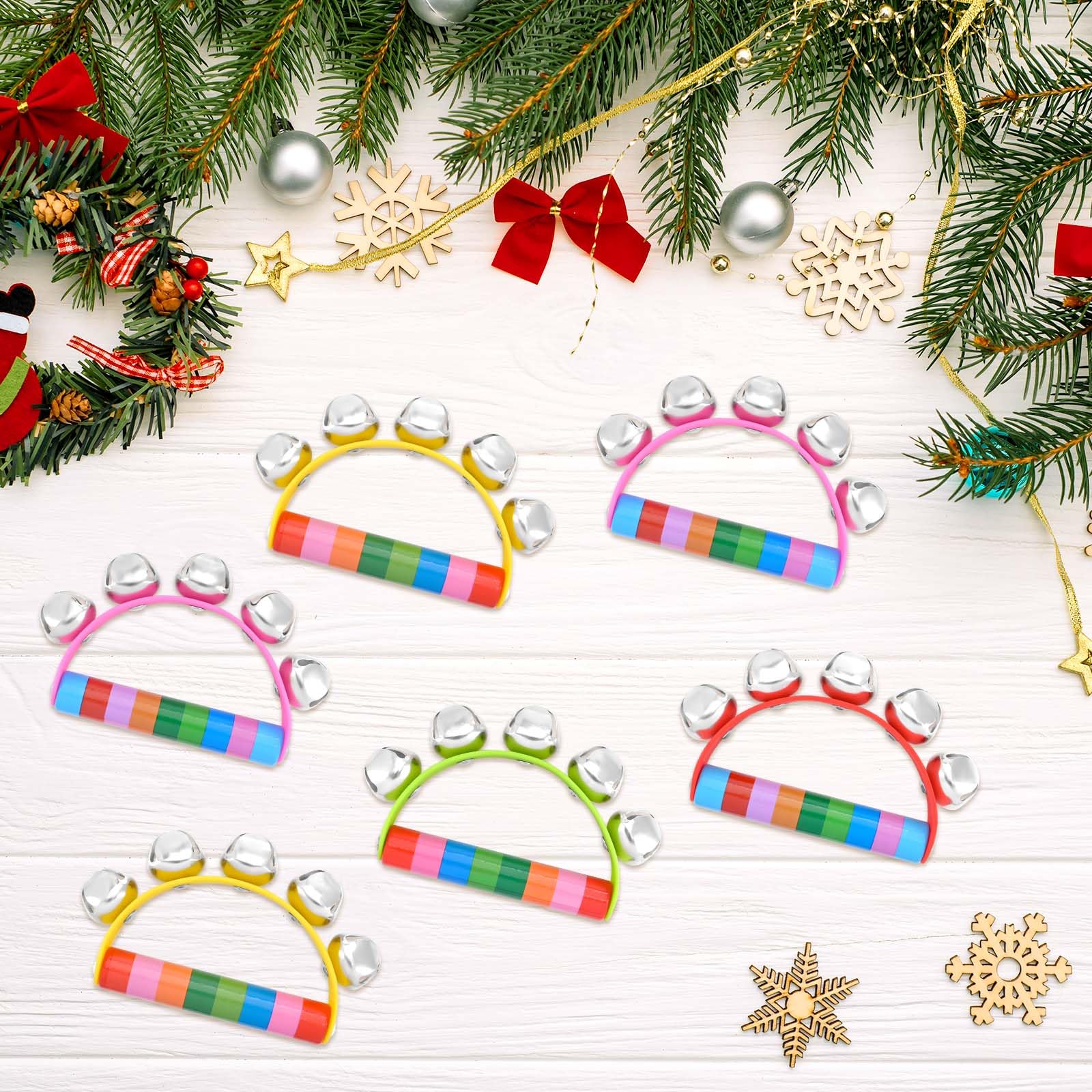 8 Stücke Kinder Handglocken Hölzern Musikinstrumente für Weihnachtsfeiern Musikveranstaltungen Geburtstagsfeiern Karneval (Mehrfarbig)