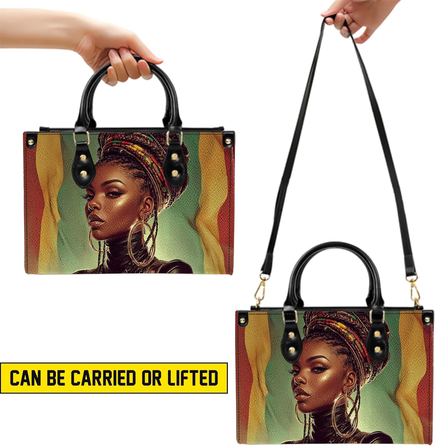 Leather Handbag for Black Women – Empowered African American Art Purse, Stylish Gift for Her - Image 5