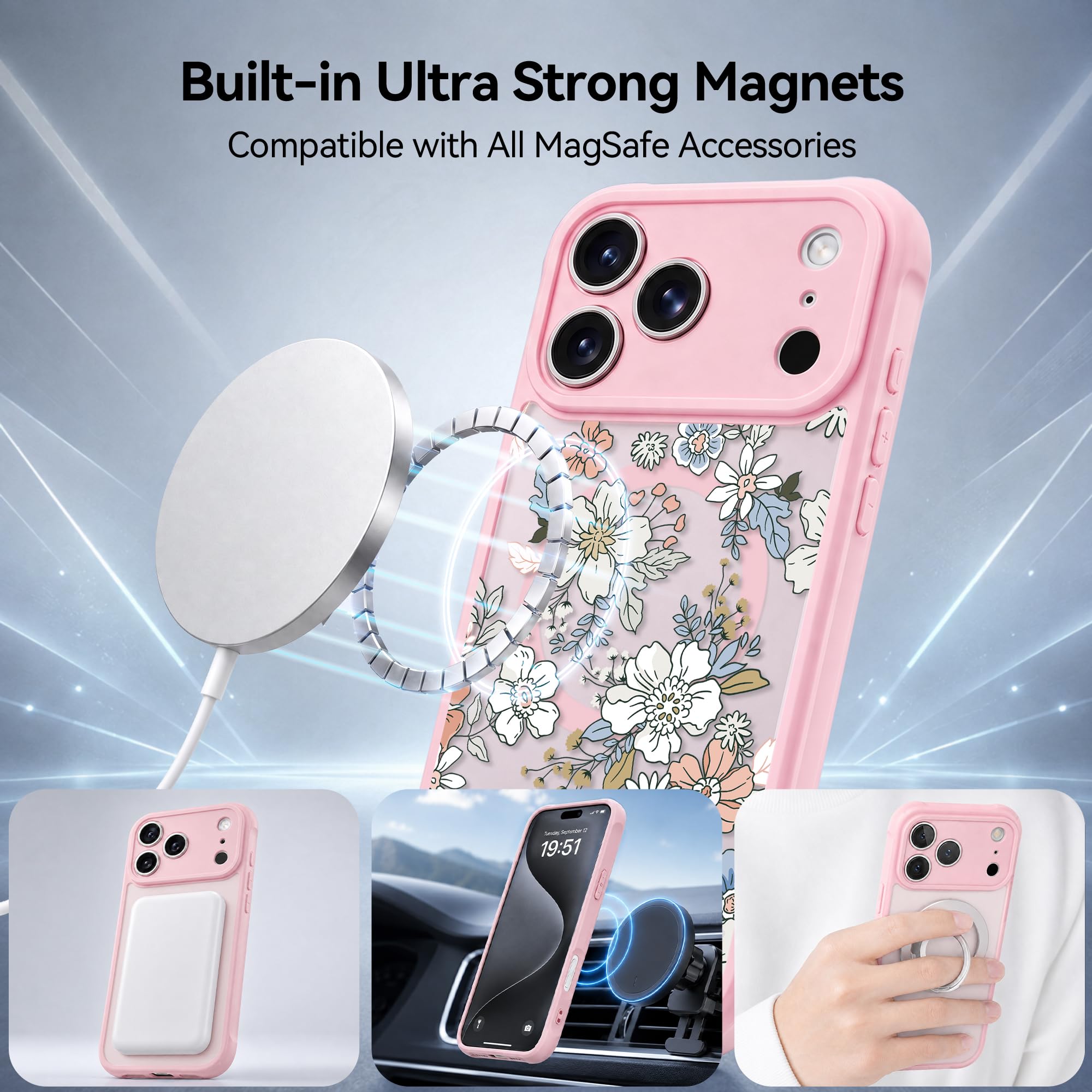 Coque esthétique rose pour iPhone 12 Pro Max, jolie fleur