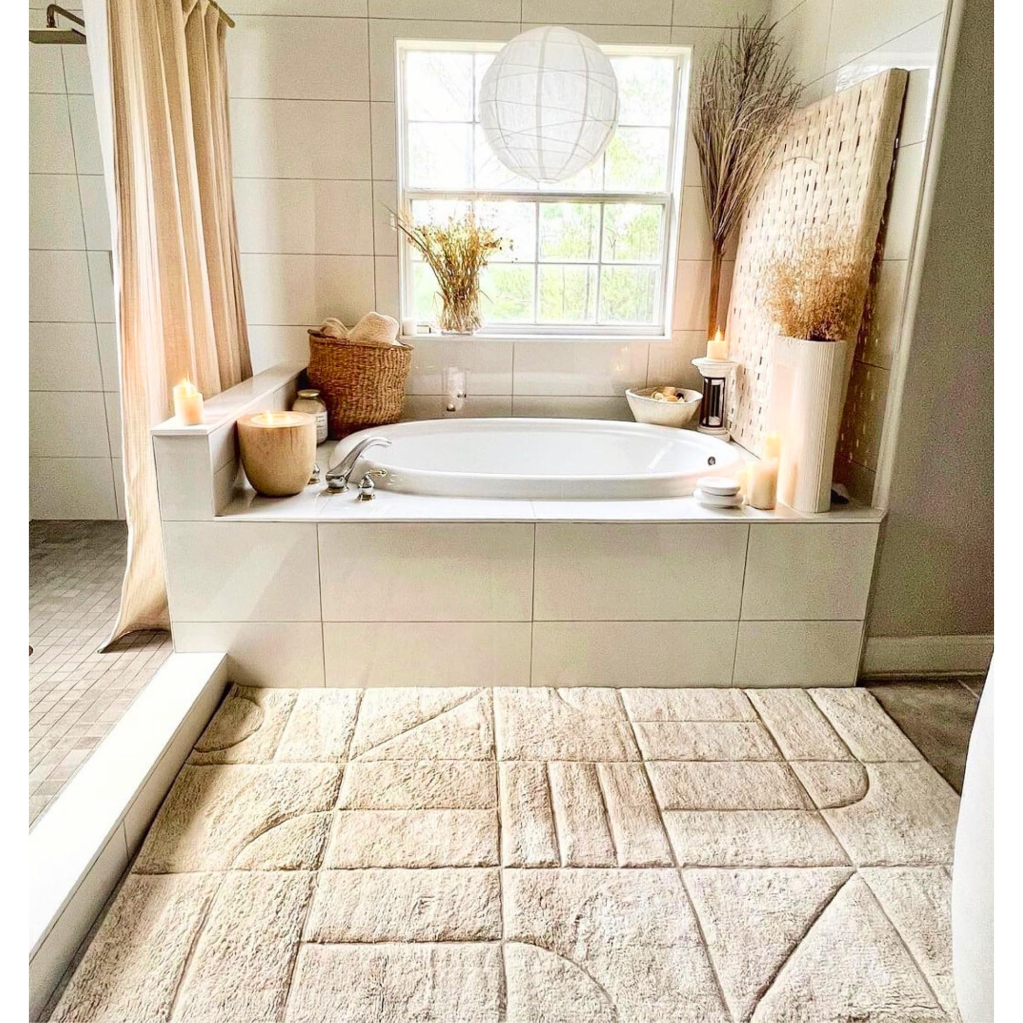 Susan Machine Washable Organic Cotton Rug - 3x6ft - Non Slip - Minimalist Textured - 90x180 cms - Sustainable and Ethically Handmade