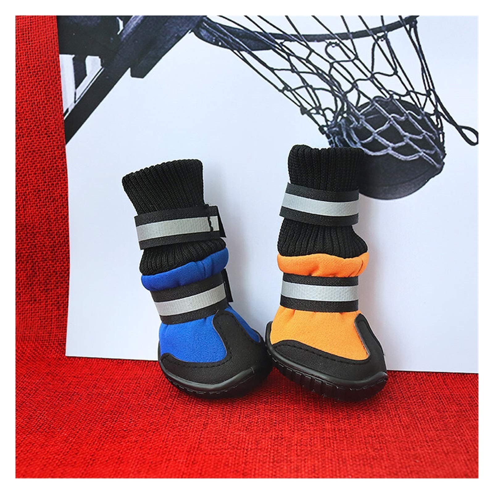 4 Teile/Satz wasserdichte rutschfeste Hund Schuhe für große Hunde Winter Schuh für Hund Schuhe Hund Pfote beschützer warme Hund Stiefel schwarz Hundeschuhe 871 (Color : Red, Size : L)