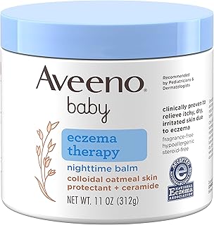 Aveeno Baby Eczema Therapy Nighttime Moisturizing Balm with Colloidal Oatmeal & Ceramide, Soothes & Relieves Dry, Itchy Sk...