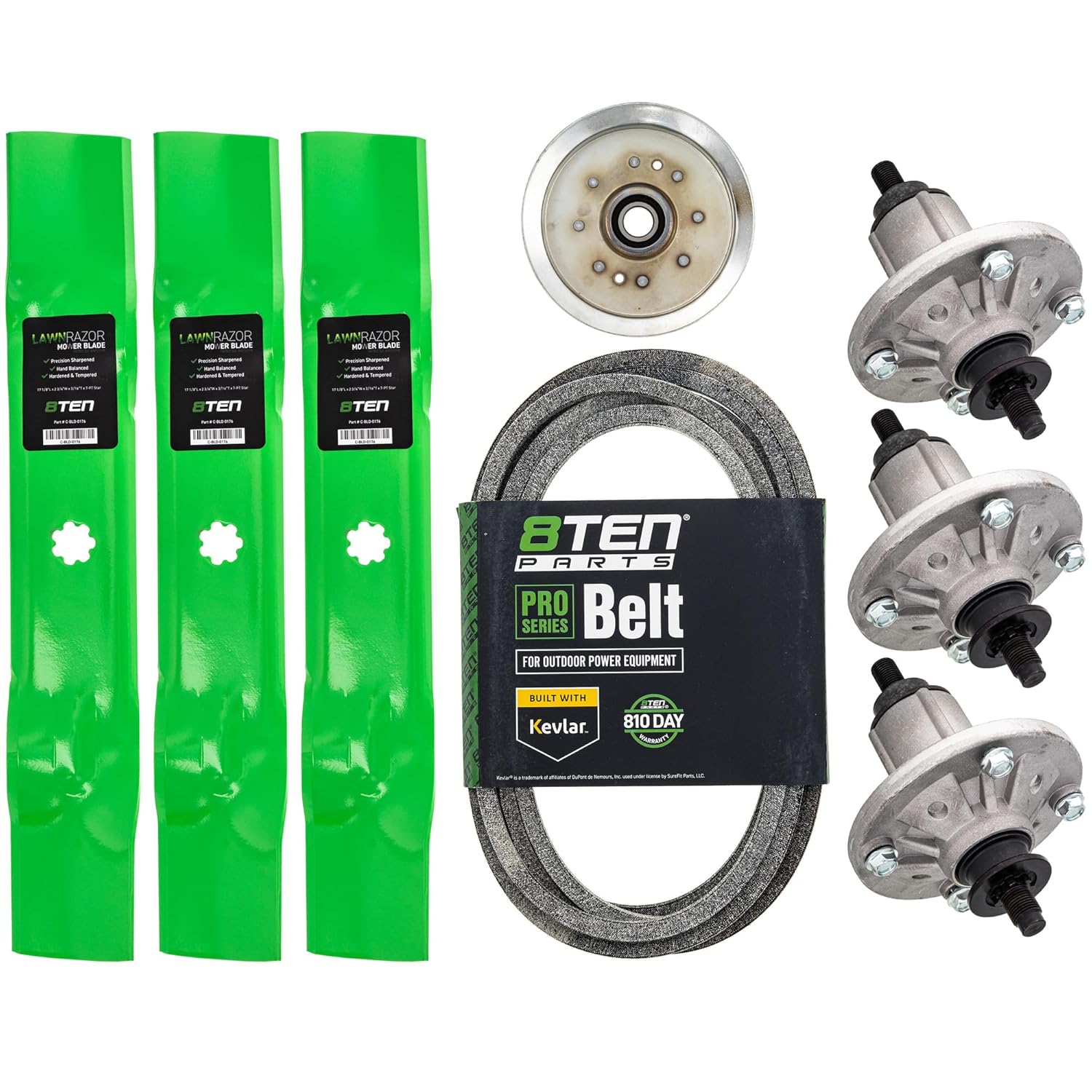 8TEN Deck Rebuild Kit for John Deere 48 inch X166 Tractors Blade Spindle Belt Idler AUC15811