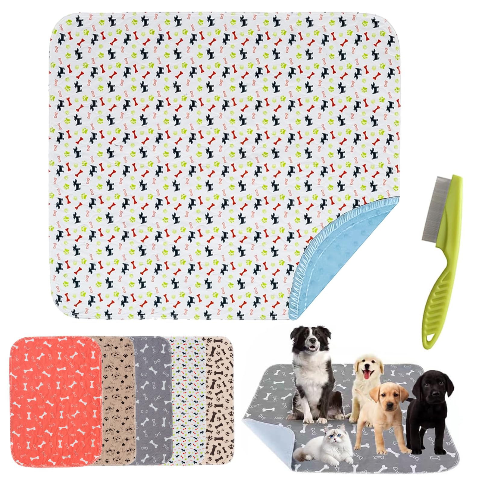 Nnbwlmaee E Washabl Dog Pe Pads, 𝐏e 𝐏ads With Pheromones, Reusabl Pe Pads, Super Absorbent & Leakproof Pet Training Pad, For Sofa, Crates, Floors (,L(32*36In))