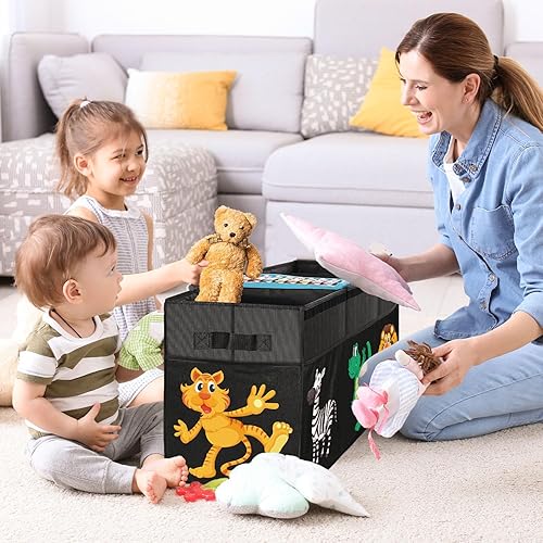 Miniatura 9 de YOHOOLYO Caja de juguetes para niños, 155 L, organizador de almacenamiento plegable extra grande con tapas, caja de juguetes grande, contenedor