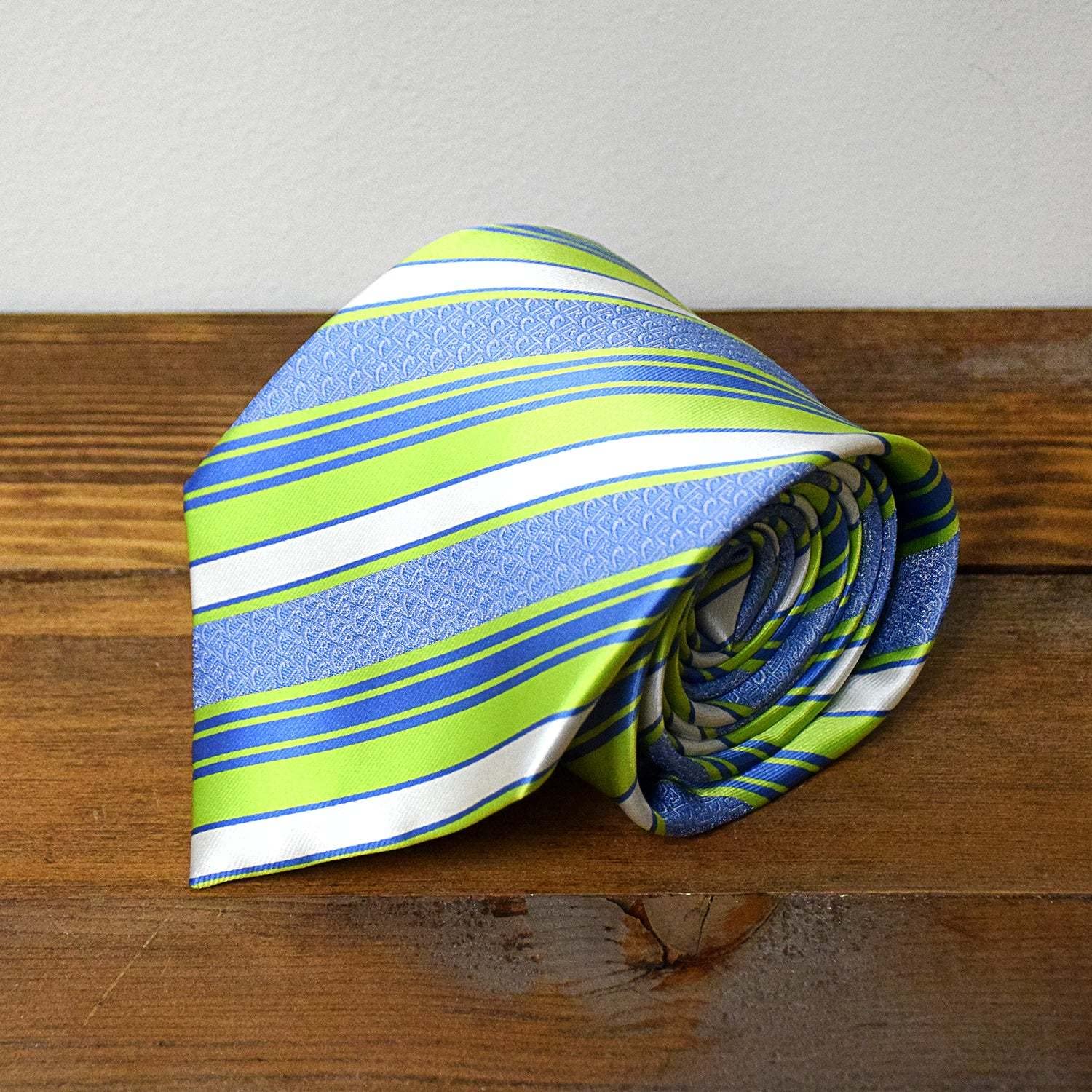 Lifebeats Youth Striped Green and Blue Microfiber Necktie by Ringmasters