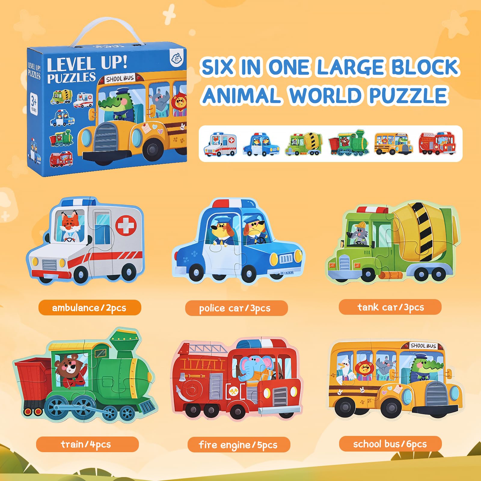 BBLIKE Bambini Montessori Puzzle Giocattoli - Puzzle per Bambini Confezione da 6 Puzzle Jigsaw Puzzle Bambino Giocattoli per 3 4 5 anni Montessori Regali educativi (Trasporto)