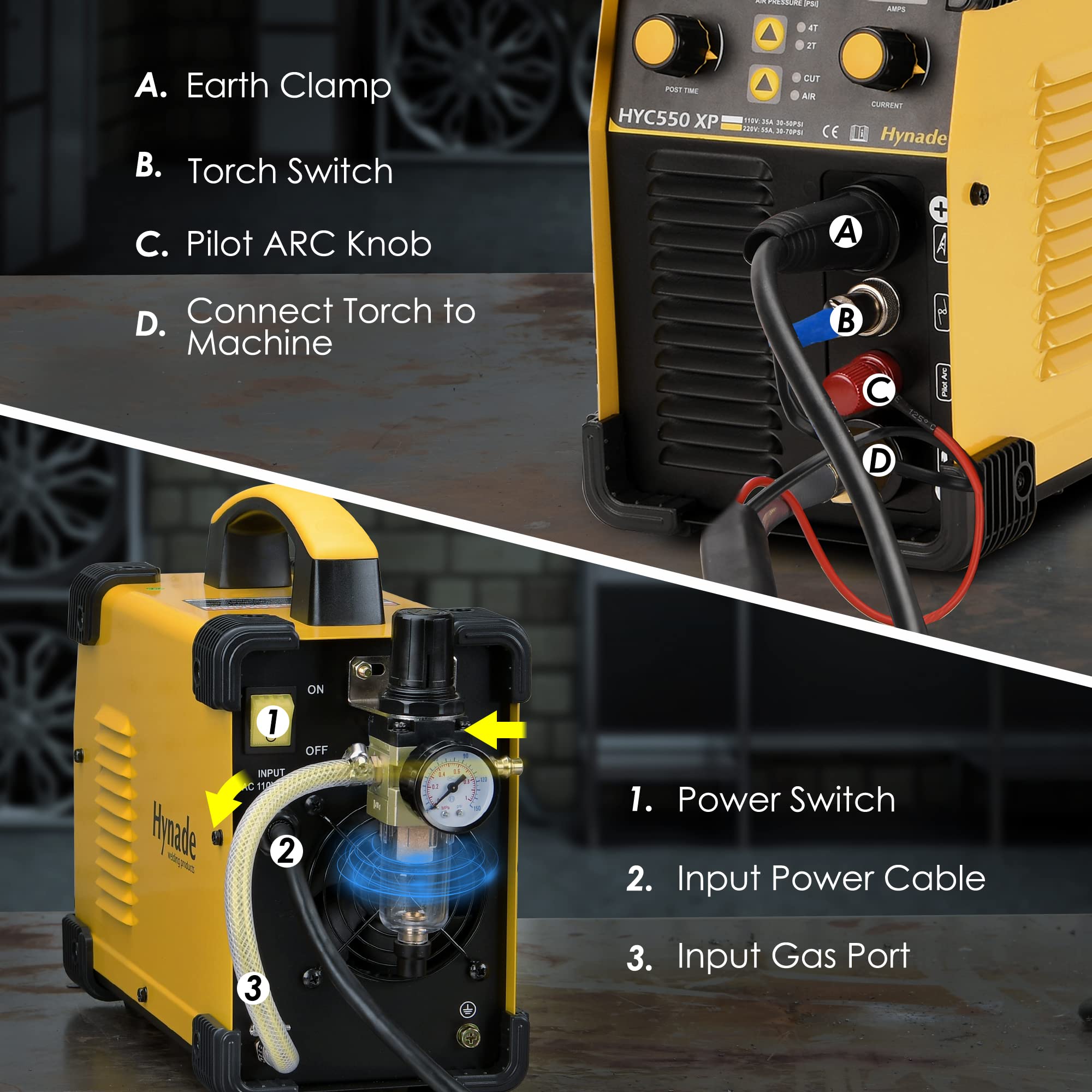 hynade Plasma Cutter HYC550XP, Non Touch Pilot Arc Plasma Cutter,55A