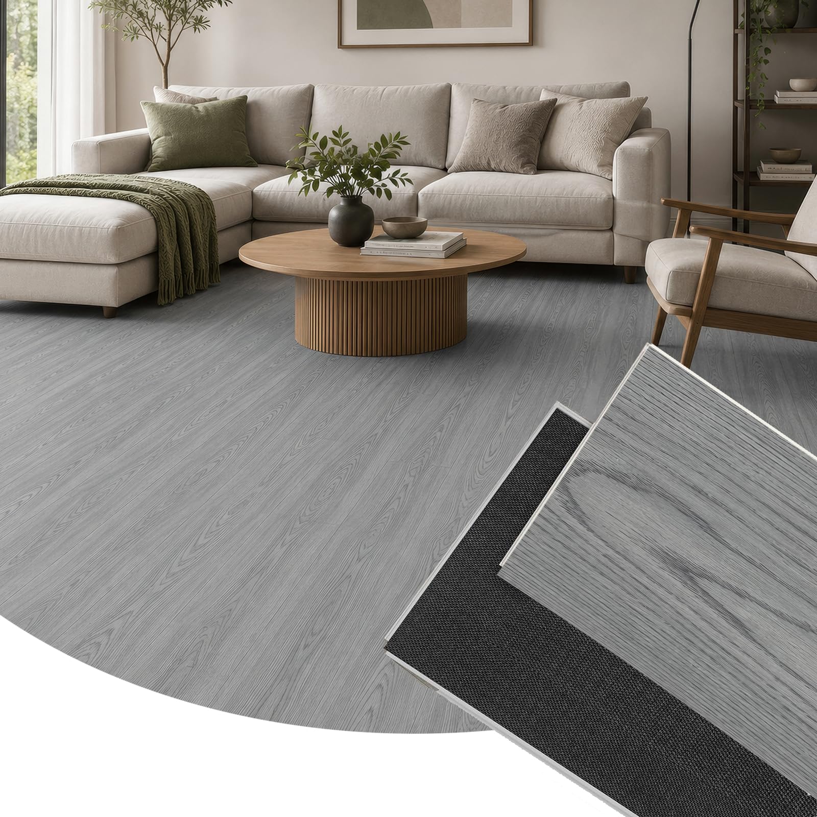 18-Pack 1.47㎡ Click Vinyl Flooring,Wooden Laminate Flooring, 12.8x 64 Cm