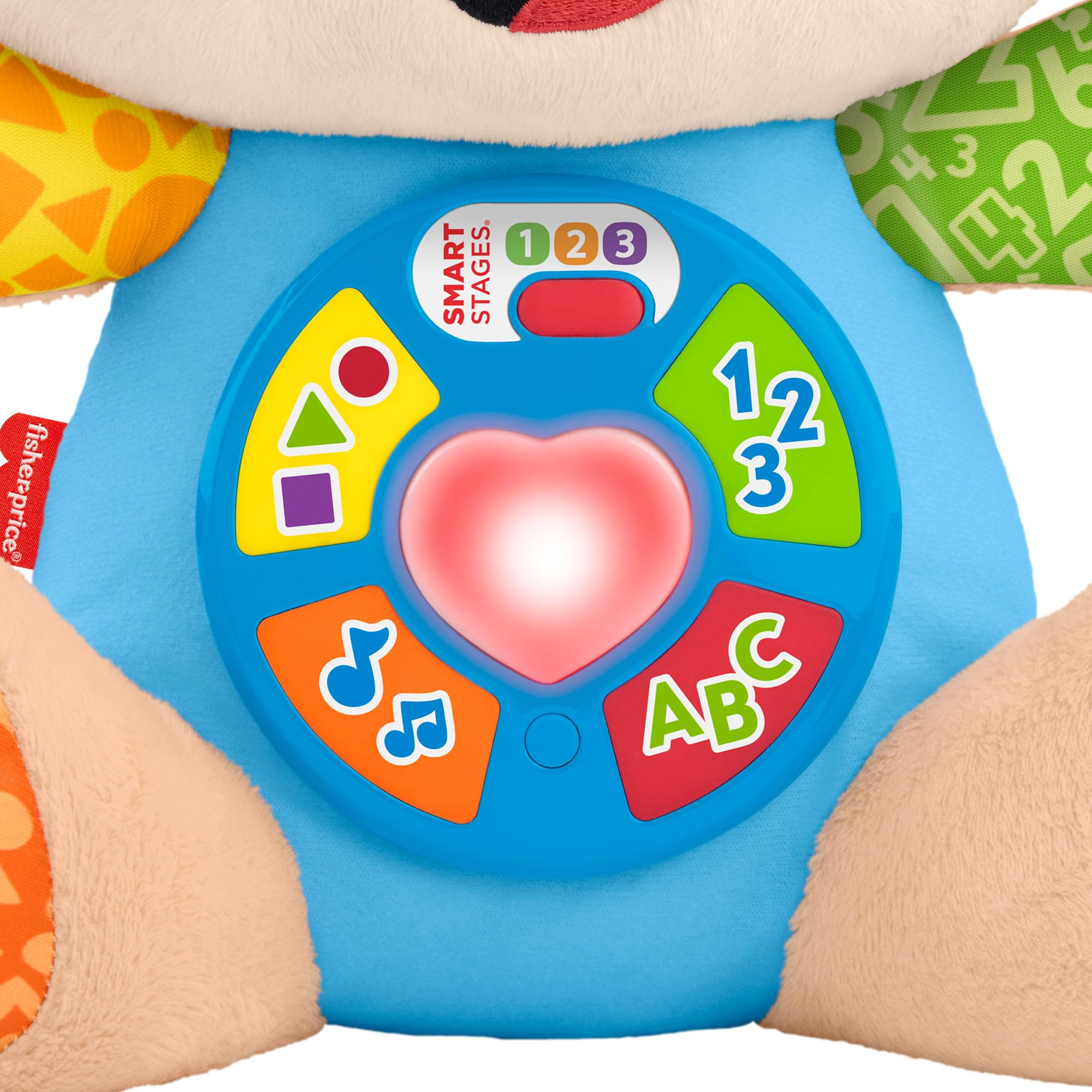 Fisher-Price Ucz się i śmiej! Szczeniaczek Uczniaczek - Poziomy nauki - Edukacyjna interaktywna zabawka, wersja wielojęzykowa: polski; węgierski; czeski; słowacki; angielski, piesek przytulanka, JFD27