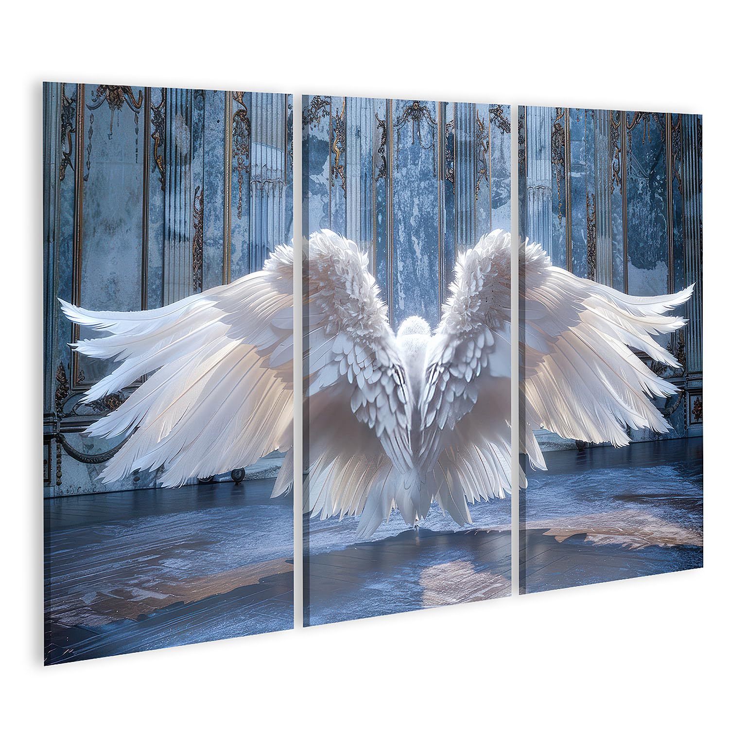 islandburner Cuadro sobre lienzo creado digitalmente, ultra realistas, alas gigantes de ángel de plumas auténticas, Museo de arte moderno, galería de arte en lienzo