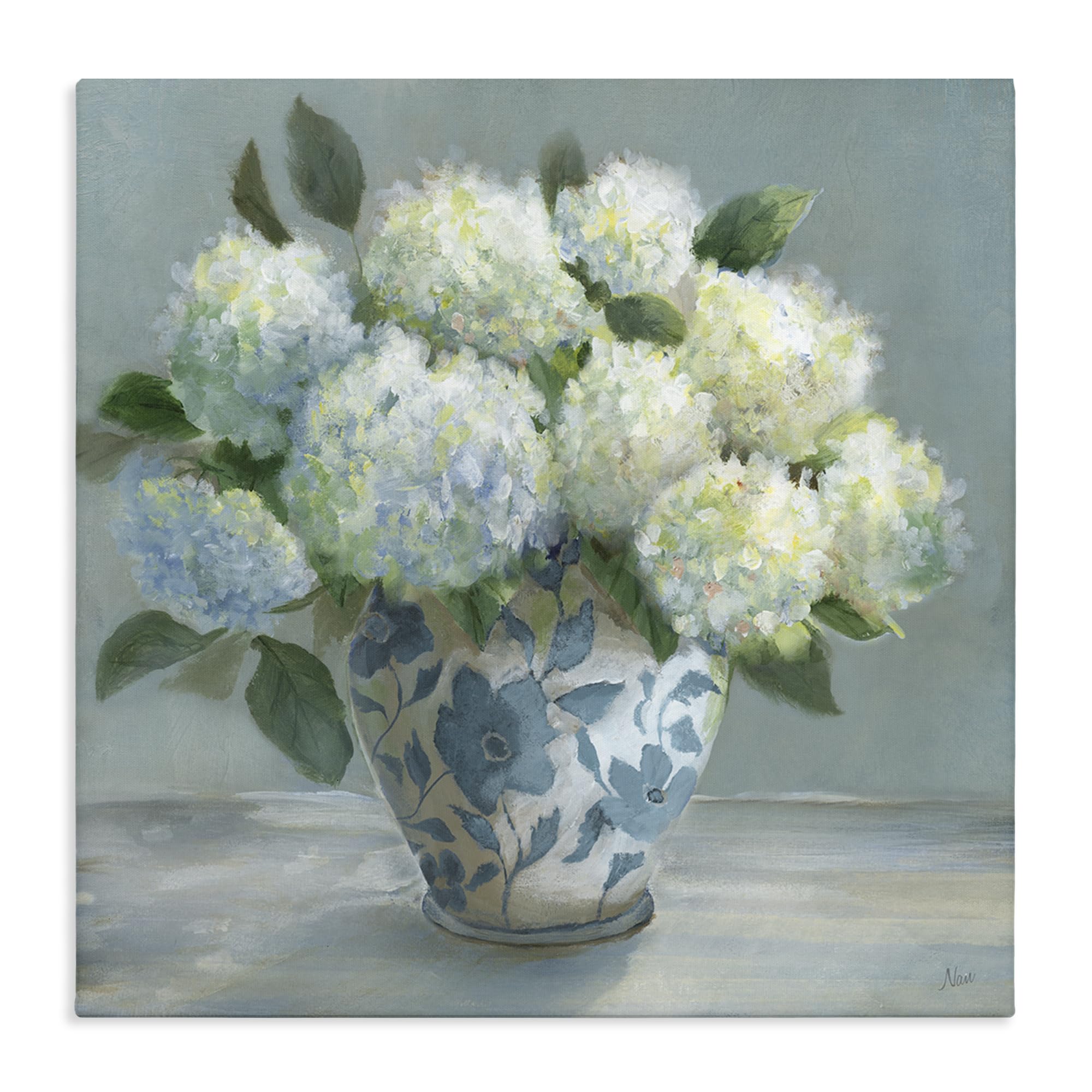 'Hydrangeas in Elegant Vase'| Canvas Art