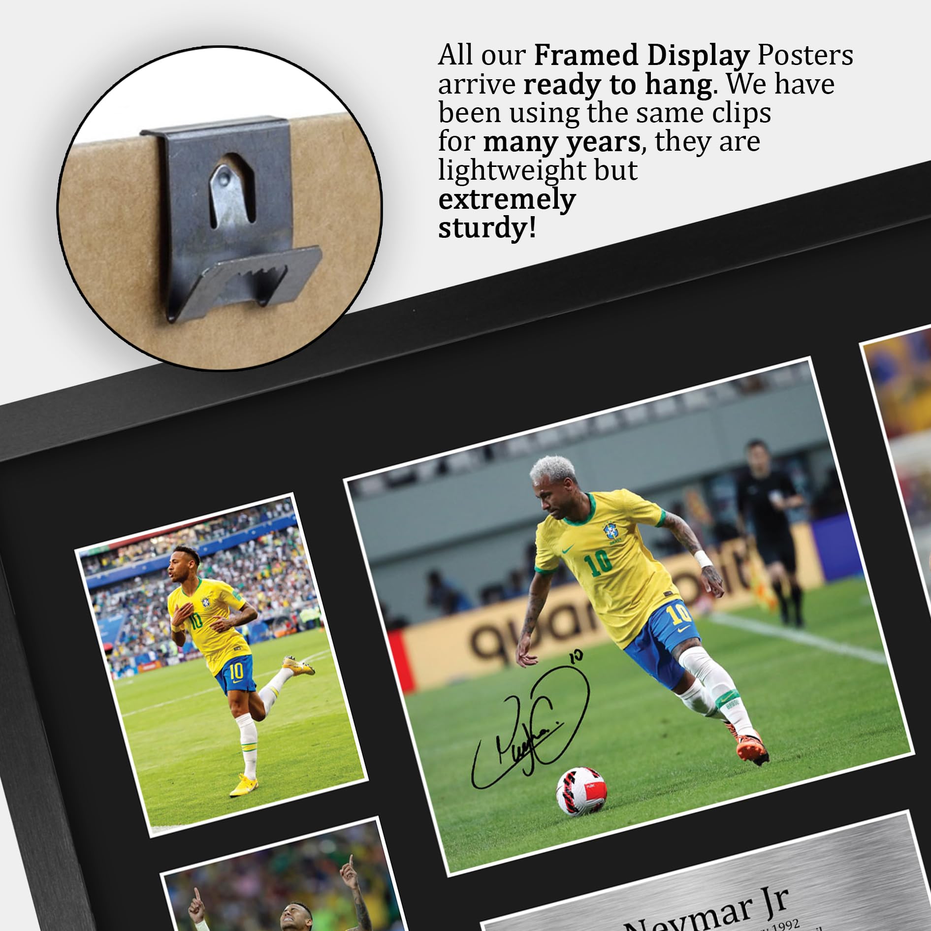 HWC Trading FR A3 Neymar Jr Brazil Exhibición Firmada De La Fotografía Del Autógrafo De Los Recuerdos Impresos Para Los Aficionados Y Los Partidarios Del Fútbol - A3 Enmarcado