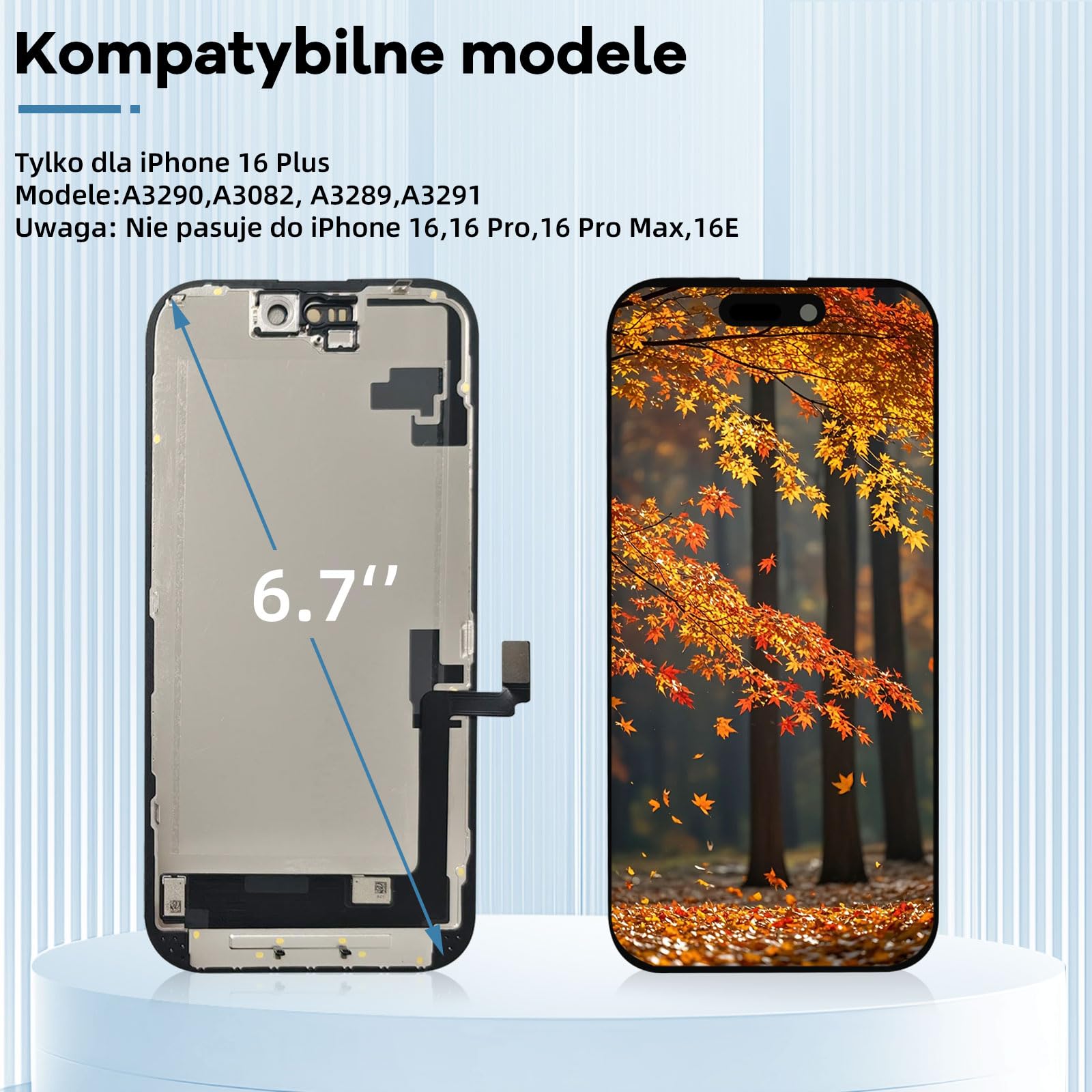 Wyświetlacz LCD do iPhone 16 Plus z Narzędzi Naprawczych 6,7 cala