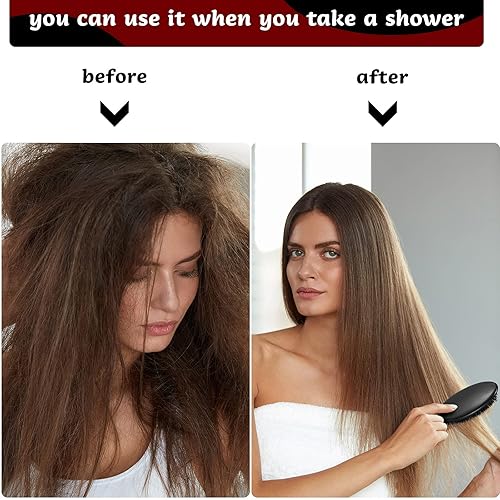 Miniatura 5 de Geiserailie Cepillos para el cabello, 2 cepillos de pelo de cerdas de jabalí con relleno de nailon, extensiones de cabello de cerdas naturales para