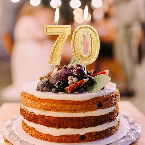 Miniatura 6 de LUTER Velas grandes de cumpleaños de 2.76 pulgadas con purpurina dorada, velas para pastel de cumpleaños, velas de número, decoración para bodas,