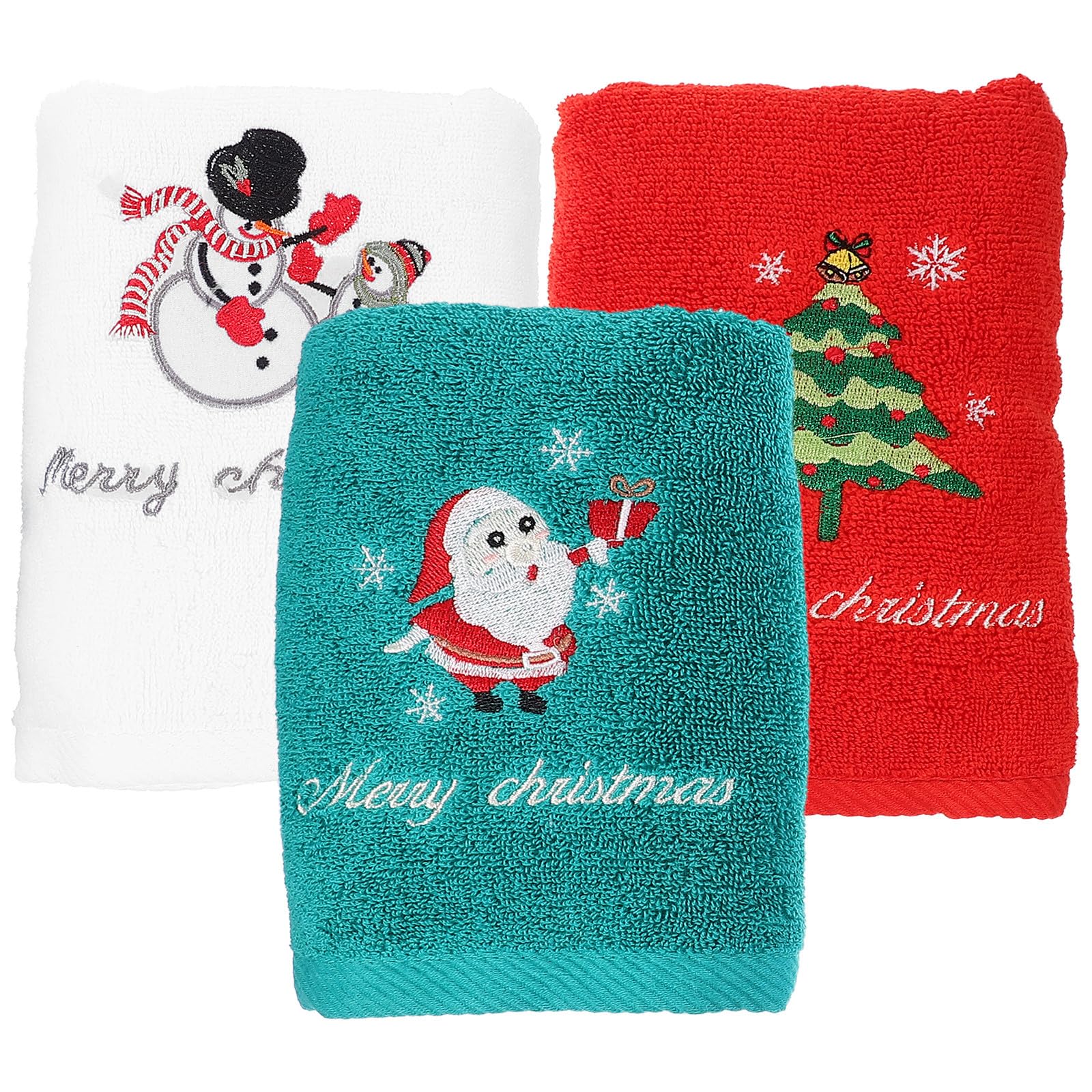 PLAFOPE 3 Toallas de Mano Varios Estilos de Algodón Navideñas Absorbentes y Transpirables en Diseño Aleatorio para Lavado Facial y Uso Doméstico Varios Estilos