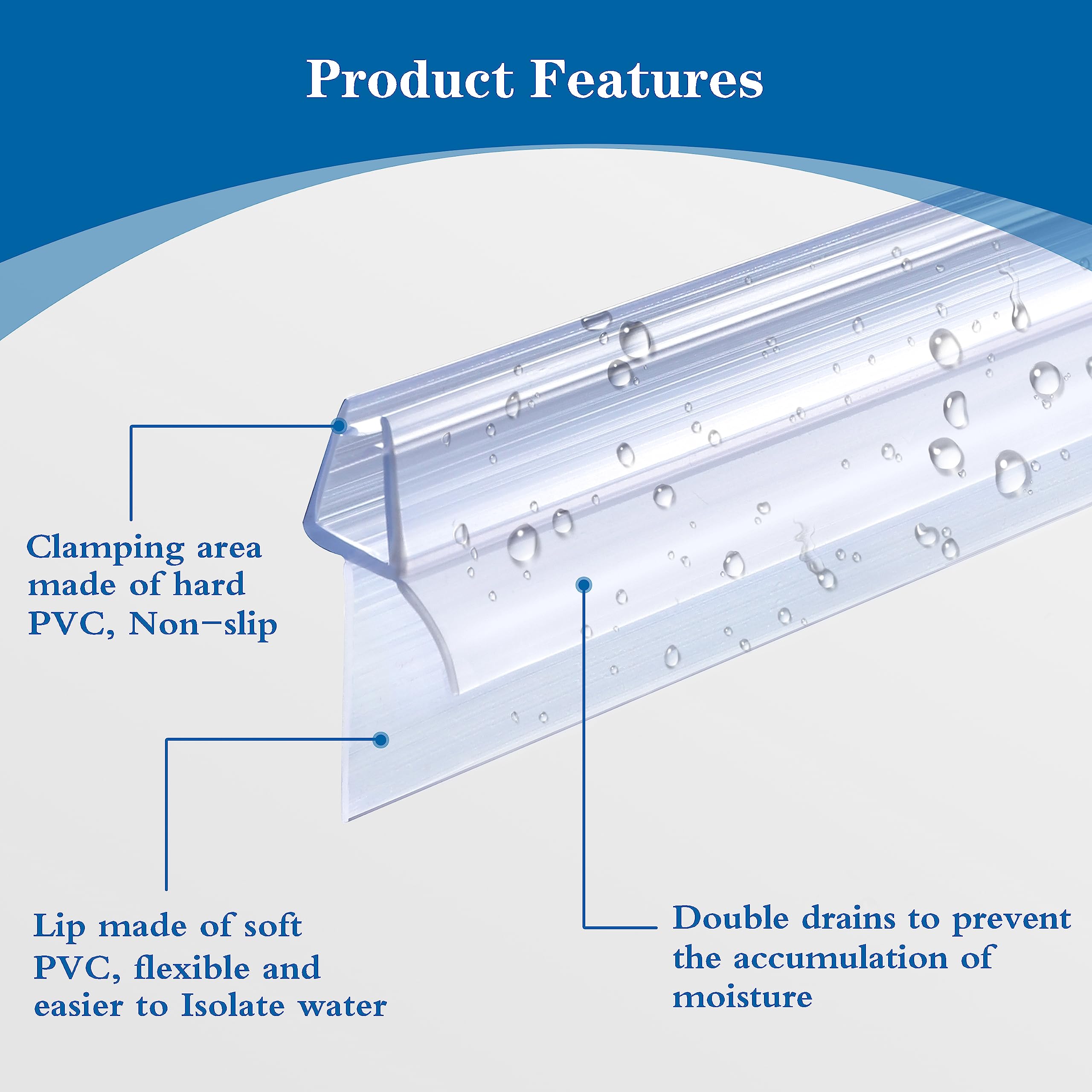 ITTISO Shower Screen Seal Strip 2 x 80 cm for 4mm/5mm/6mm Glass Thickness Shower Door Seal Strip Covers up to 20mm Gap Replacement Shower Door Bottom Seal (TypeE. 2x80cm for 4/5/6mm) - Image 3