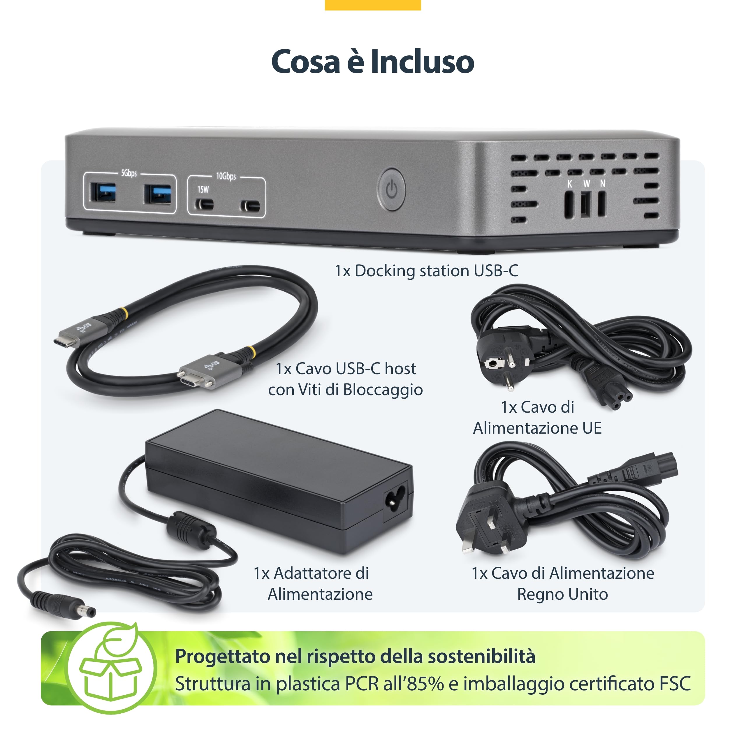 StarTech Dock USB-C Driverless Triplo 4K Windows, DP e HDMI, 100W, 1GbE | Ideale per laptop Windows, Triplo monitor, Power Delivery, Ricarica del notebook