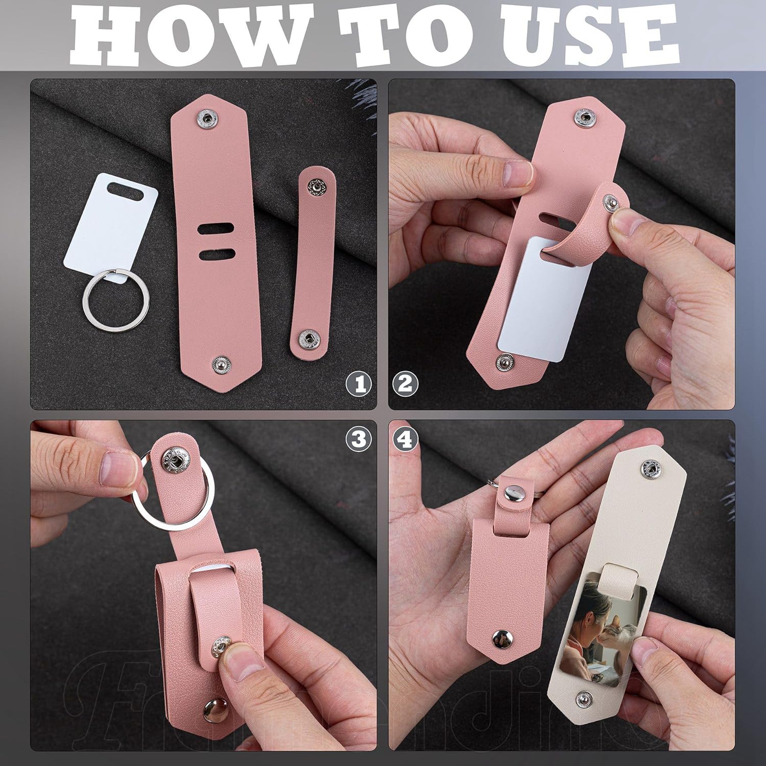 Framendino, 10 Pack Sublimation Blank Keychain With Leather Cover Heat Transfer Key Chains for DIY Craft Gifts (10 Colors) - Image 5