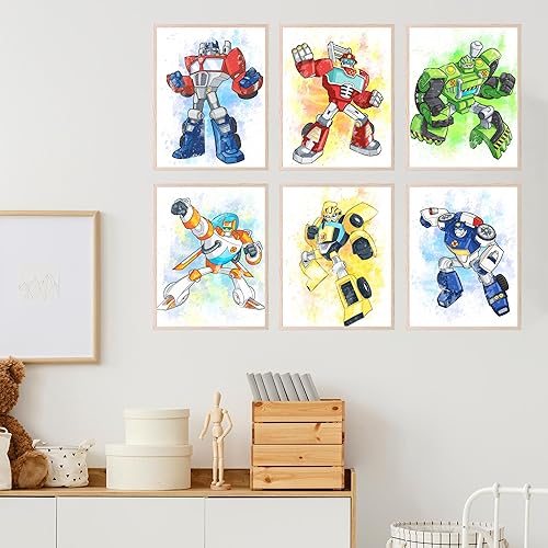 Miniatura 4 de Transformers Prints - Juego de 6 fotos de decoración de pared (8 x 10 pulgadas)