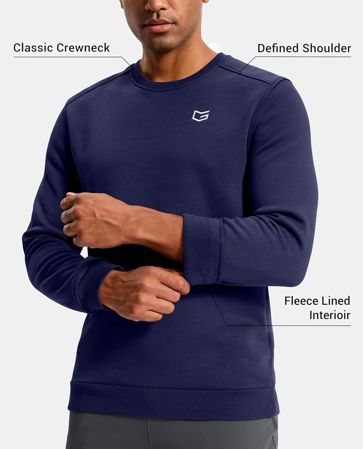 G Gradual Men's Fleece Lined Crewneck Sweatshirt Midweight Regular Fit Athletic Workout Warm Pullover Sweater Shirts - Image 4