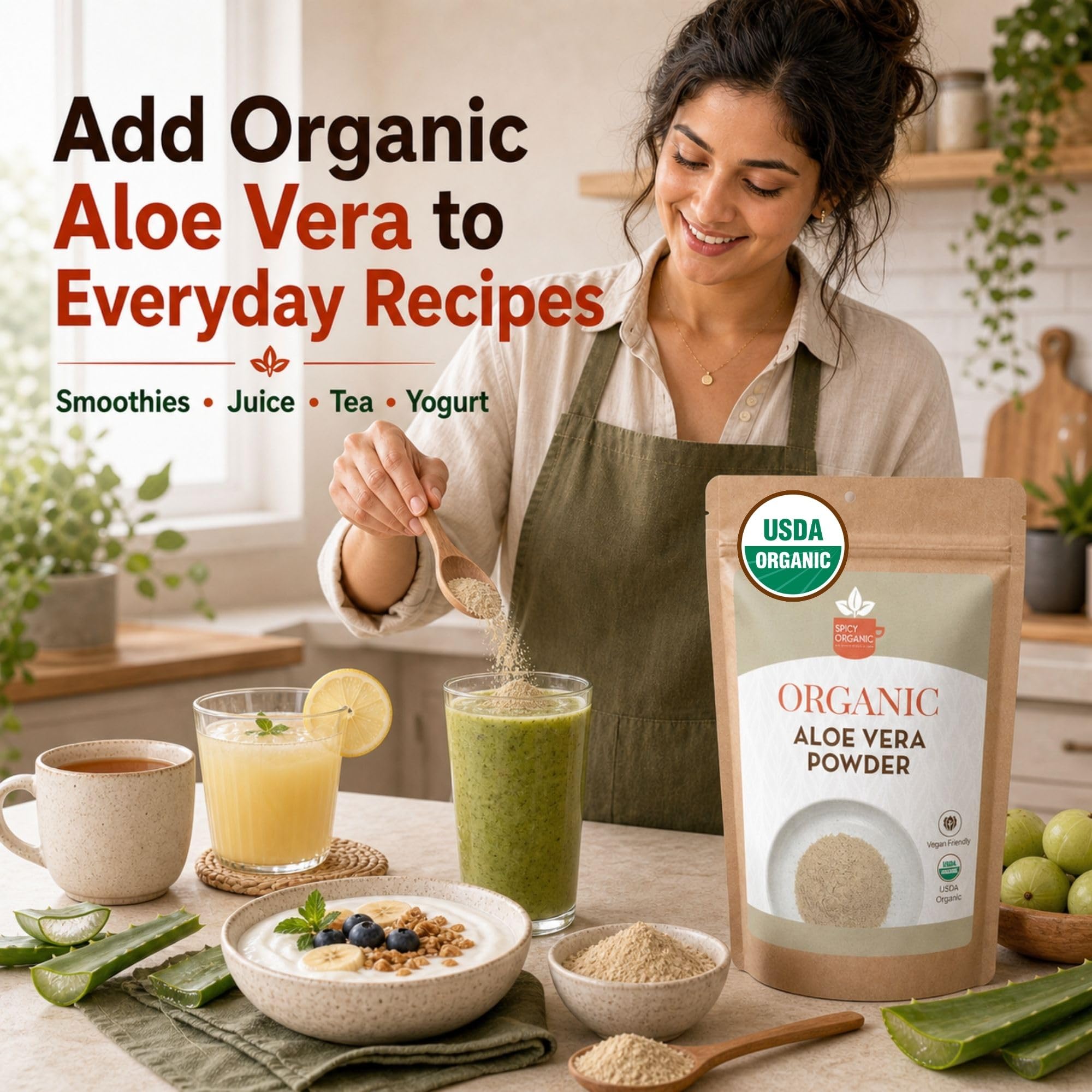 Organic Aloe Vera Powder for Skin & Hair – 4 oz. - Aloe Barbadensis - Nourishing Face Mask for Natural Beauty, USDA Certified Organic & Non-GMO — Amazon image 8