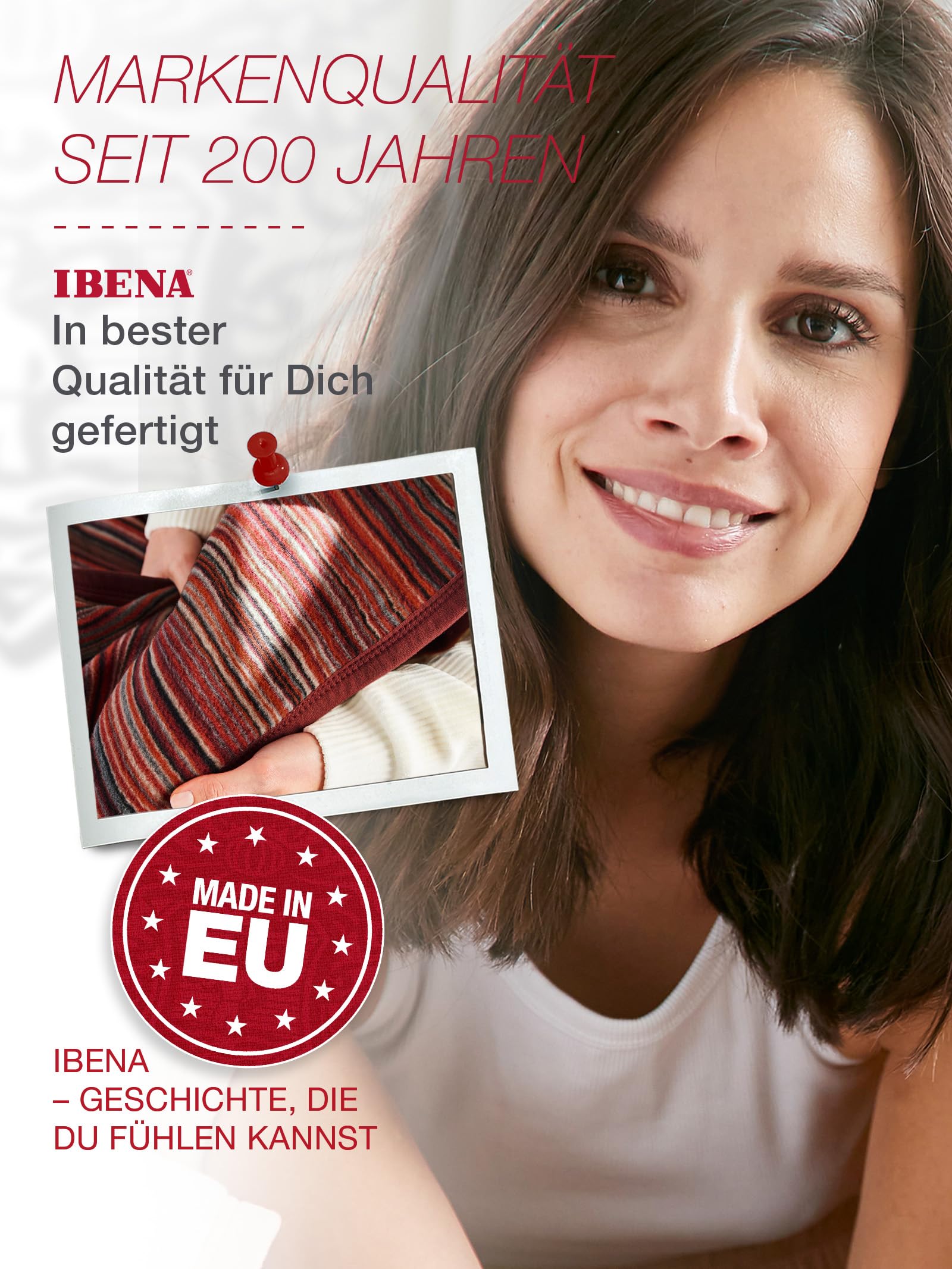 Ibena Malang Wolldecke 150x200 cm - Baumwollmix weich, warm & waschbar, Kuscheldecke Streifen bunt