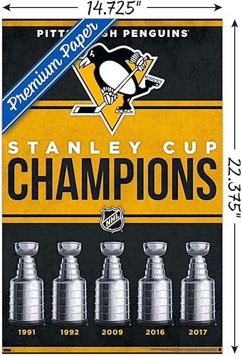 Miniatura 3 de Trends International NHL Pittsburgh Penguins - Póster de pared Champions 23, 14.72 x 22.37 pulgadas, versión premium sin marco