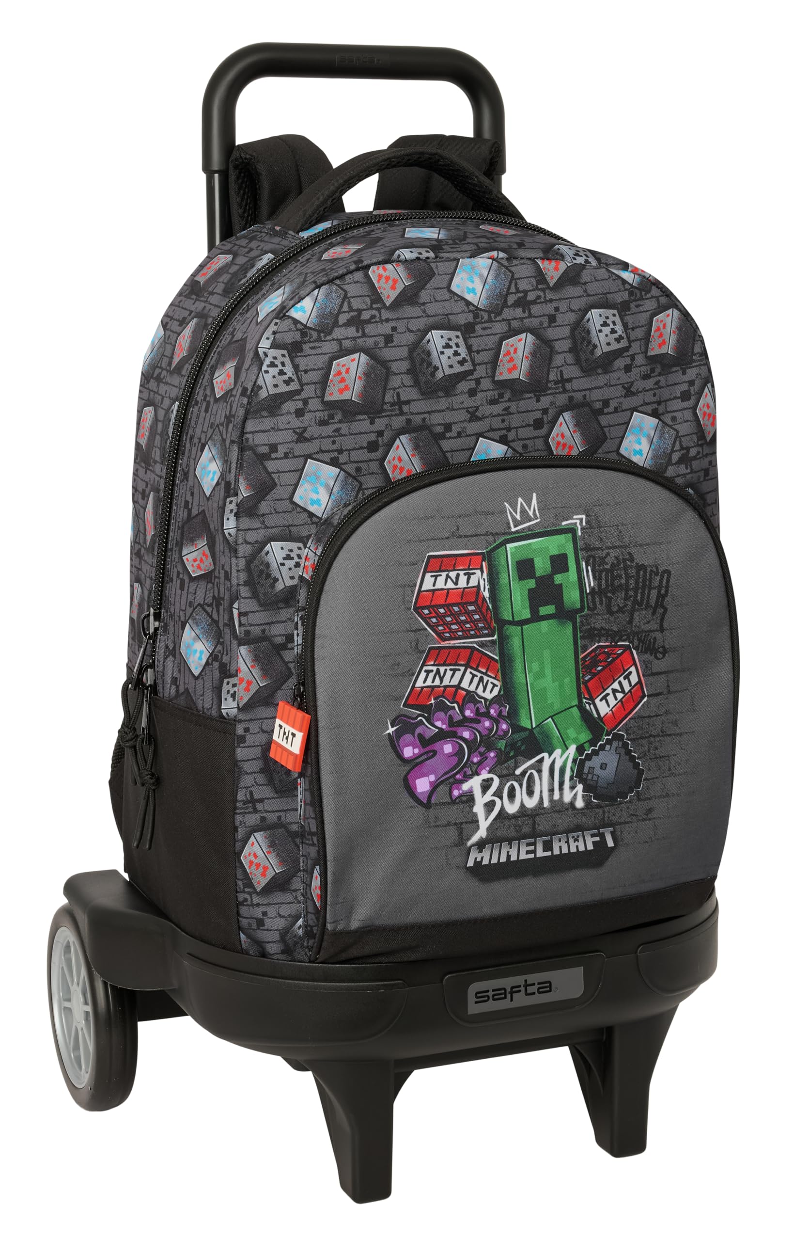 MINECRAFT GRAFFITI - Mochila Grande con Ruedas, Compact Evolución, Extraíble, Ideal para Niños de Diferentes Edades, Cómoda y Versátil, Calidad y Resistencia, 33x22x45 cm
