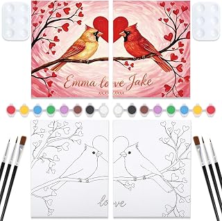 Nuberlic Sip and Paint 페인트 키트 커플용 러브 버드 프리 드로잉 캔버스