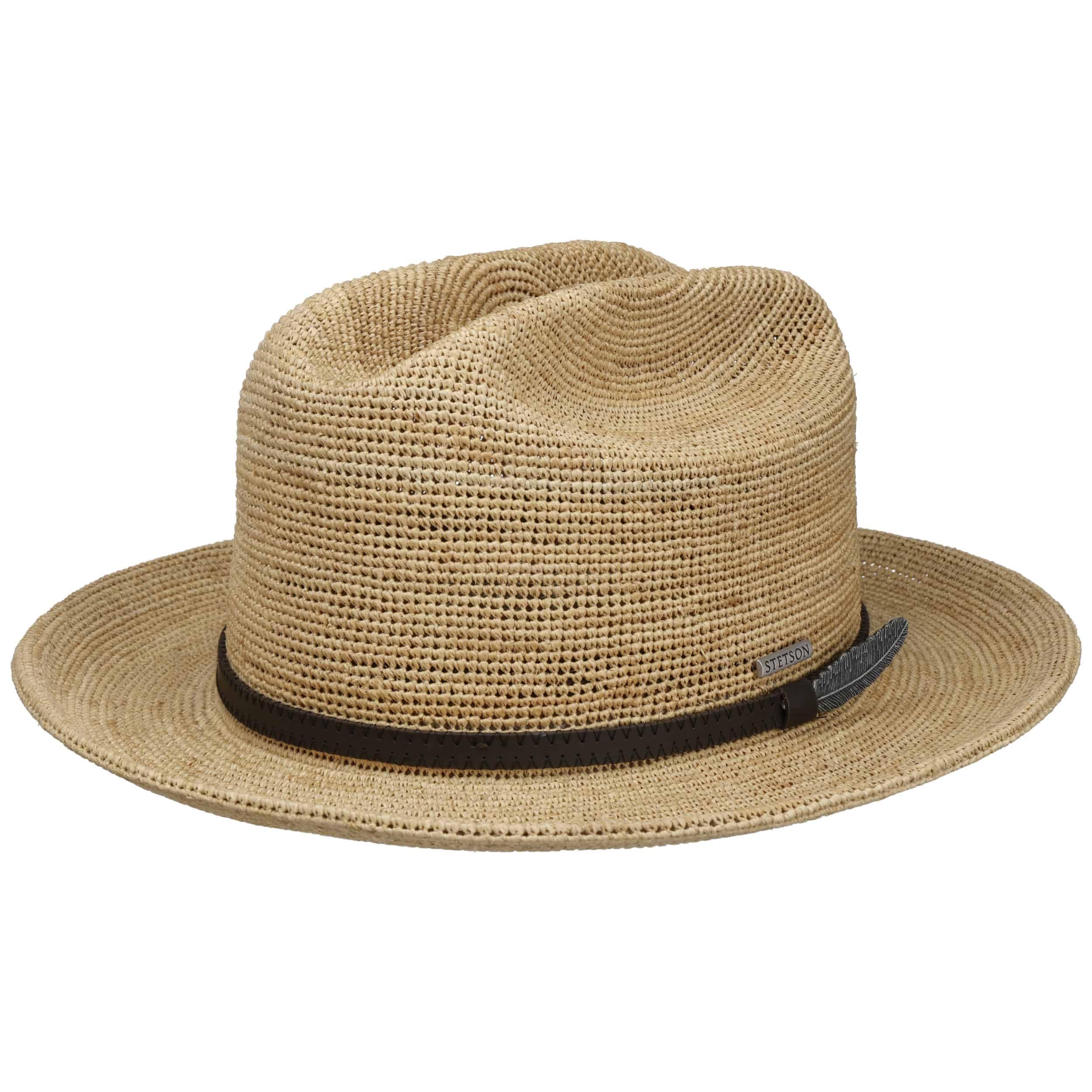 STETSON Velaro Western Crochet Raffia Hat Leather Band Men Spring Summer