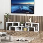 KOTEK TV Stand for 50 55 60 65 Inch TV, 3 Pieces Free Combination Bookshelf Organizer, TV Console Table with Open Storage Shelves, Modern Entertainment Center for Living Room, Bedroom (White)