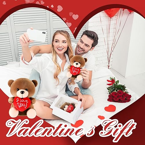 Miniatura 4 de Lewtemi 6 paquetes de osos de peluche a granel "I Love You", juguetes de animales de peluche de 8 pulgadas para regalos de boda, regalos de