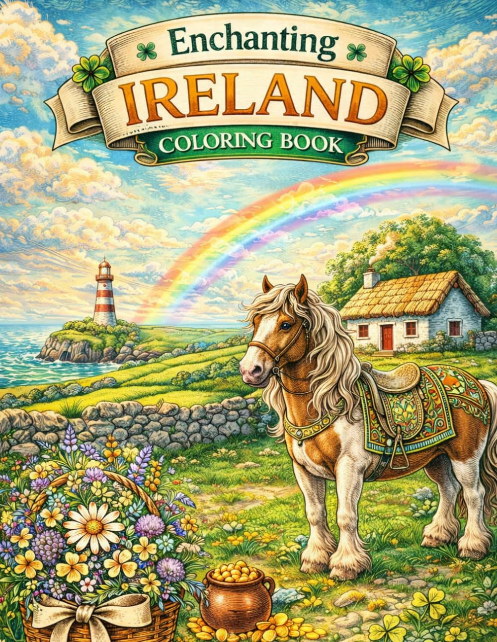 Ireland Coloring Book for Adults: Irish Landscapes, Celtic Designs and Cozy Countryside Scenes for Relaxation and Mindful Coloring