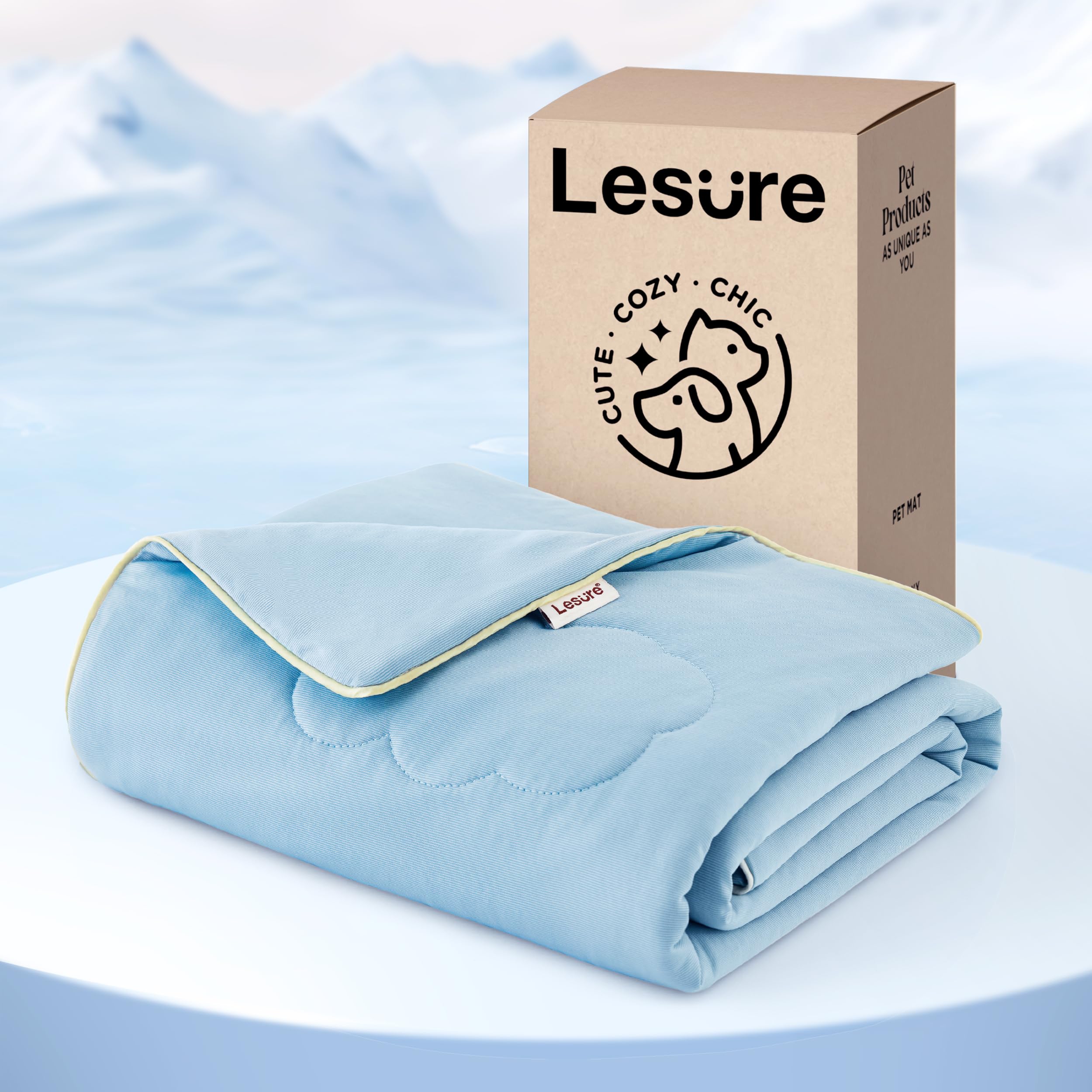 Lesure Premium Cooling Dog Blankets for Bed - Washable Dog Cooling Throw Blanket with Q-MAX>0.4，Durable Self Cooling Pet Mat, Soft Cooling Summer Blanket for Hot Weather, Blue, 60x80